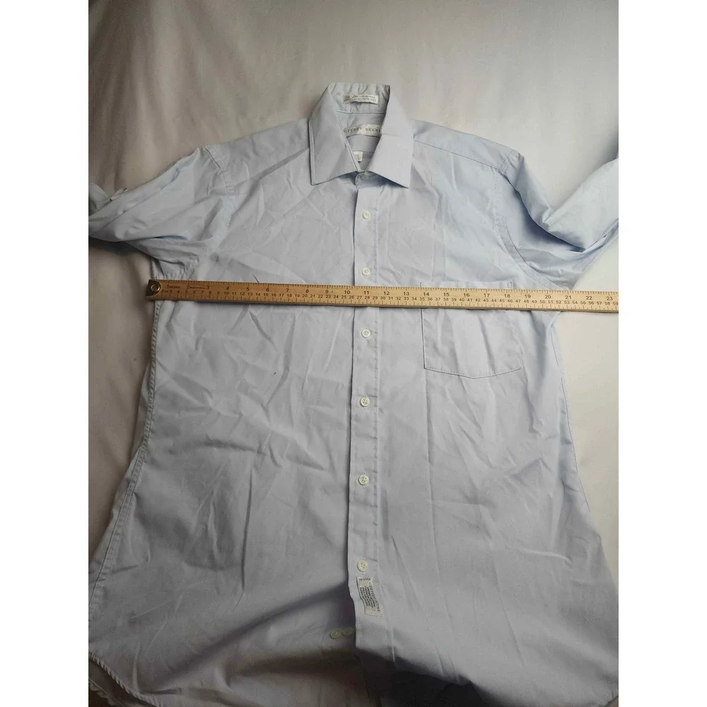 Geoffrey Beene Mens Light Blue Button Down Dress Shirt 15.5 32/33 Long Sleeve